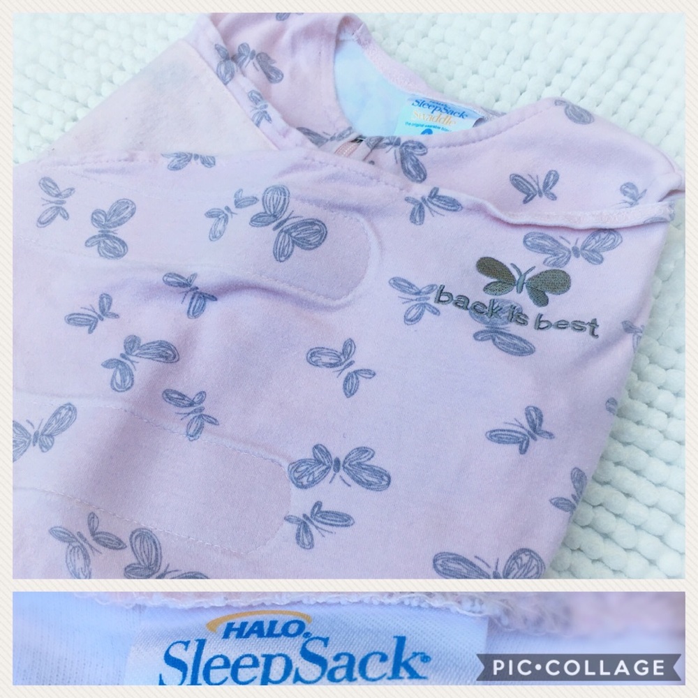 VGUC Pink Butterfly Swaddle SleepSack by Halo